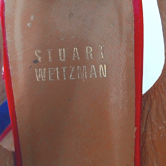 Stuart Weitzman red peeptoe flat.5.5,patent leather - Picture 3 of 7
